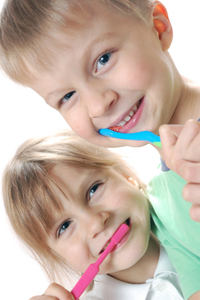 Children Brushing Baby Teeth
